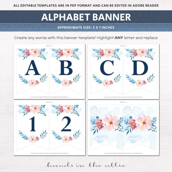 Printable Floral Banner Template, Couples Baby Shower with regard to Bride To Be Banner Template