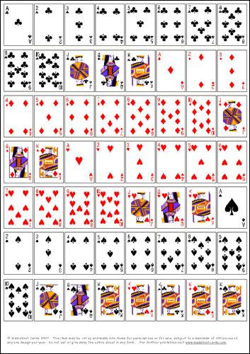 Printable Mini Playing Cards | Printable Playing Cards with Template For Playing Cards Printable