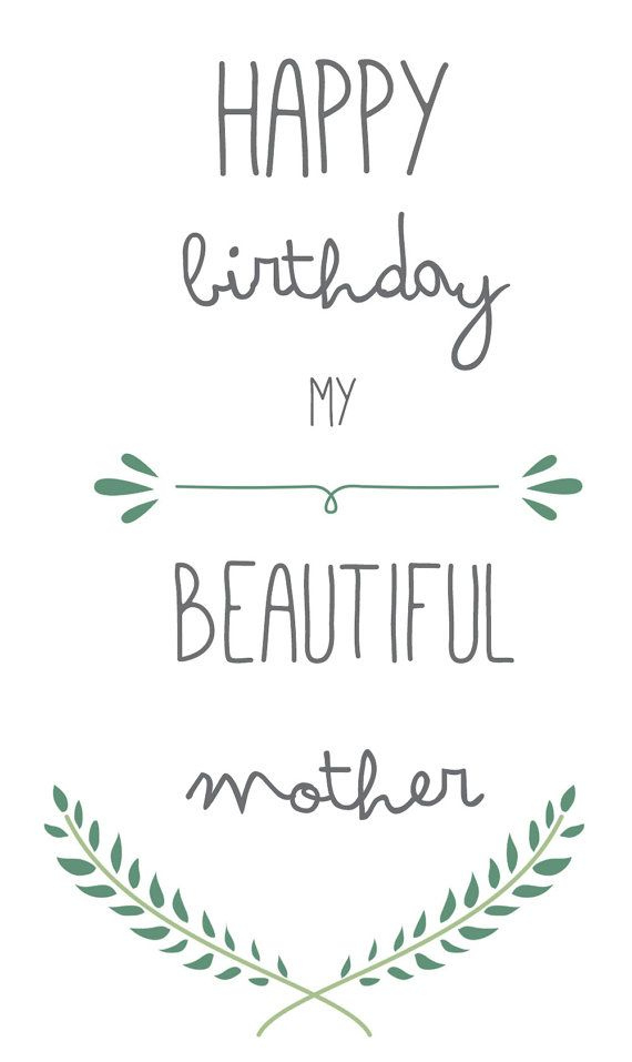Printable Mother Birthday Card - Mum Birthday Card - Card inside Mom Birthday Card Template