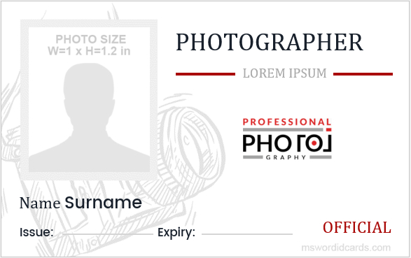Printable Photographer Id Card Templates | Microsoft Word Id with Photographer Id Card Template
