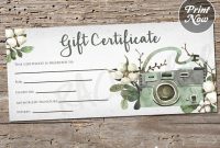 Printable Photography Gift Certificate Template, Spring for Free Photography Gift Certificate Template