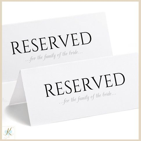 Printable Reserved Sign Tent | Romantic Calligraphy | Large for Reserved Cards For Tables Templates