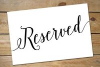 Printable Reserved Signs For Wedding // pertaining to Reserved Cards For Tables Templates