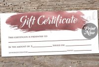 Printable Rose Gold Gift Certificate Template, Photography for Mary Kay Gift Certificate Template