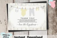 Printable Rustic Baby Shower Thank You Card Template – Gender Neutral, Boy,  Girl – Instant Download Digital File Pdf – Yellow, Pink, Blue with regard to Template For Baby Shower Thank You Cards