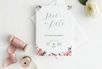 Printable Save The Date Card, Wedding Card Template, Floral regarding Save The Date Cards Templates