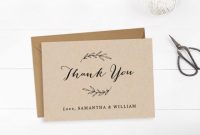 Printable Wedding Thank You Card Template, Editable Text And in Thank You Card Template Word