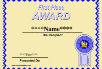 Printable Winner Certificate Templates Winner Certificate in First Place Award Certificate Template