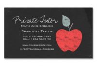 Private Home Tutor Teacher Apple Chalkboard Magnetic throughout Business Cards For Teachers Templates Free