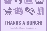 Purple Baby Shower Thank You Card Template in Template For Baby Shower Thank You Cards