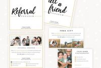 Referral Cards, Referral Card Template, Referral Program, Tell A Friend,  Referral Photoshop Template, Word Of Mouth Marketing Board Psd in Referral Card Template