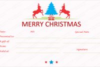 Reindeer Design Christmas Gift Certificate Template In 2020 pertaining to Homemade Christmas Gift Certificates Templates