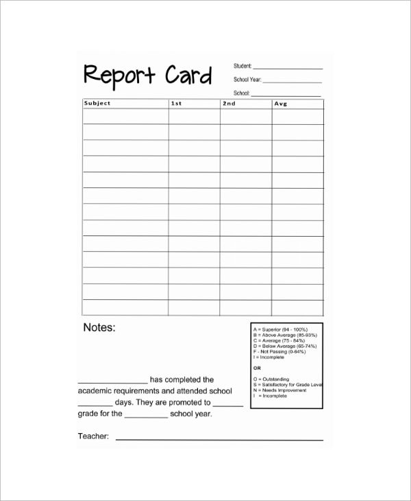 Report Card Samples? | Report Card Template, School Report with Blank Report Card Template