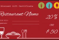 Restaurant Gift Certificate Template For Discount for Dinner Certificate Template Free