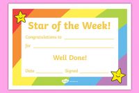 Reward Certificates – Star Of The Week Certificate with Star Of The Week Certificate Template