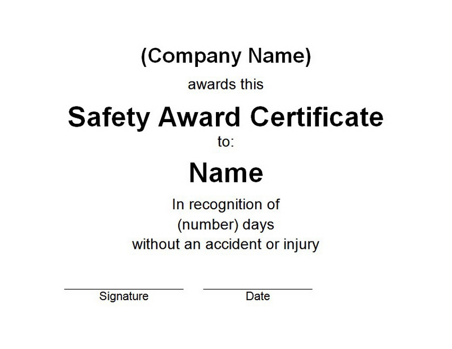 Safety Award Certificate | Free Word Templates Customizable throughout Safety Recognition Certificate Template