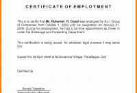 Sample Certificate Of Employment For Private Caregiver with regard to Template Of Certificate Of Employment