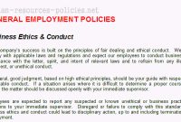 Sample Human Resources Policies, Sample Procedures For Small pertaining to Business Ethics Policy Template