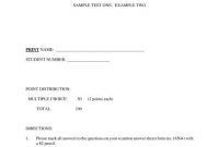 Sample Test One: Example Two – Professor Binkert's Webpage with regard to Blank Answer Sheet Template 1 100