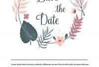 Save The Date Banner, Invitation With Foliage Stock Vector pertaining to Save The Date Banner Template