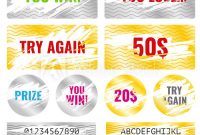Scratch Card Game, Scratch And Win Lottery Vector Elements inside Chance Card Template
