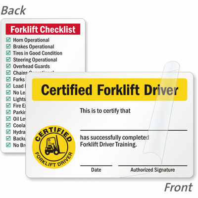 Self Laminating 2-Sided Forklift Certification Wallet Card: Certified  Forklift Driver - This Is To Certify That __ Has Successfully Completed  Forklift regarding Forklift Certification Card Template