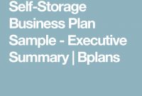 Self-Storage Business Plan Sample – Executive Summary intended for Self Storage Business Plan Template