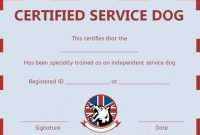 Service Dog Training Certificate Templates | Certificate throughout Service Dog Certificate Template