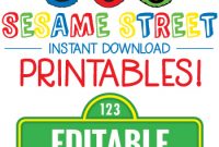 Sesame Street Birthday Printables – Including Editable inside Sesame Street Banner Template