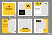 Set Of Editable Minimal Square Banner Template. Black And for College Banner Template