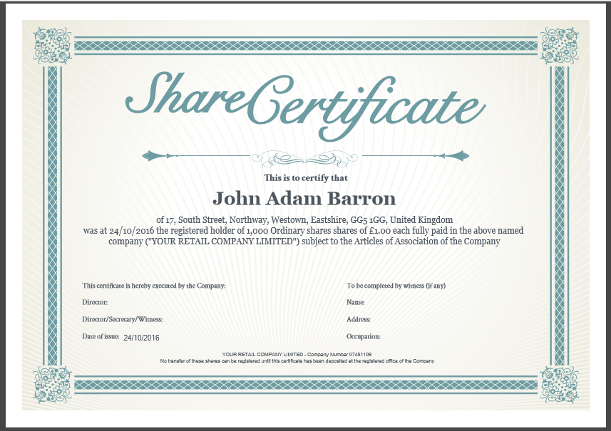 Share Certificate Template Companies House (1 for Share Certificate Template Companies House