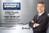 Silver Stainless Coldwell Banker Business Card With Photo within Coldwell Banker Business Card Template