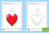 Simple Valentine's Pixel Heart Pop Up Card Paper Craft with Pop Out Heart Card Template