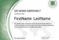 Six Sigma Green Belt Certification – Standard with Green Belt Certificate Template