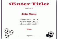 Soccer Certificate Template throughout Soccer Award Certificate Templates Free