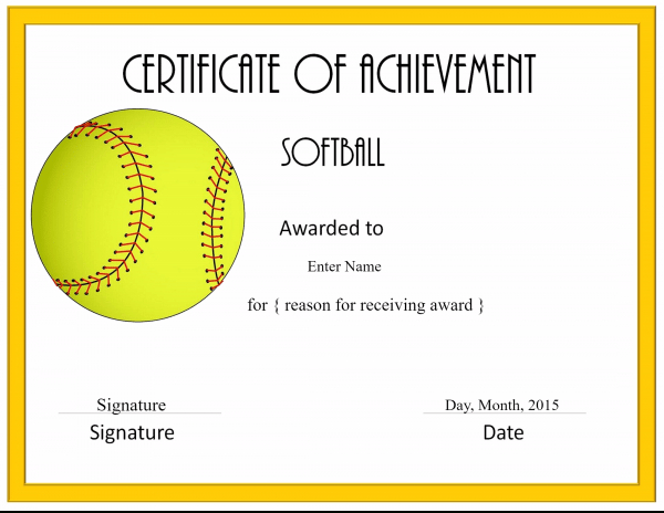 Softball Certificate Templates | Awards Certificates intended for Softball Award Certificate Template