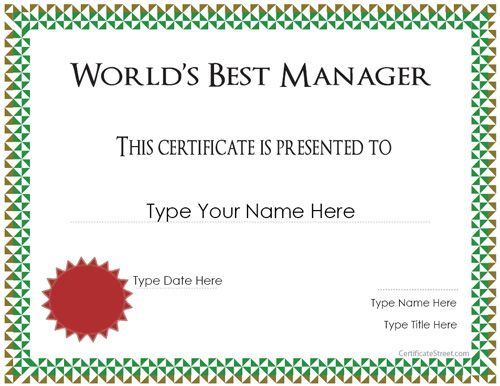 Special Certificate - Best Manager Award | Certificatestreet inside Manager Of The Month Certificate Template