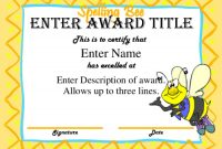 Spelling Bee Award Certificate Template. Spelling Bee Free inside Spelling Bee Award Certificate Template