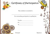 Spelling Bee Certificate Of Partcipation Template pertaining to Spelling Bee Award Certificate Template