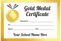 Sports Day Gold Medal Certificates with regard to Sports Day Certificate Templates Free