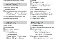 Spreadsheet Moving House Checklist Free Printable Download with Moving House Cards Template Free