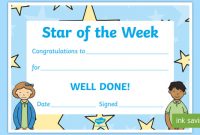 Star Of The Week Decorative Certificate (Teacher Made) throughout Star Of The Week Certificate Template