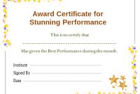 Stars Award Certificate For Performance Template | Office regarding Star Award Certificate Template