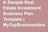 Starting A Real Estate Investment Firm – Sample Business with Real Estate Investment Business Plan Template