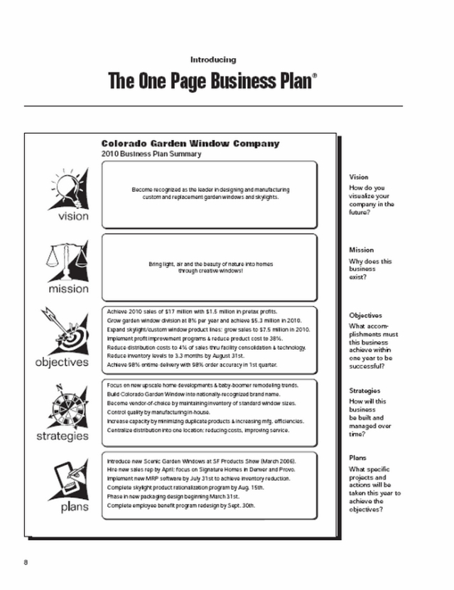 Step-By-Step Outline For Writing A Business Plan | One Page in Towing Business Plan Template