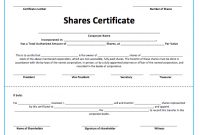 Stock Shares Certificate Template – Microsoft Word Templates for Template For Share Certificate