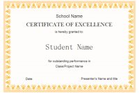 Student Excellence Award | Free Student Excellence Award regarding Award Of Excellence Certificate Template