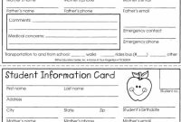 Student Information Card | Student Information, Teaching in Student Information Card Template