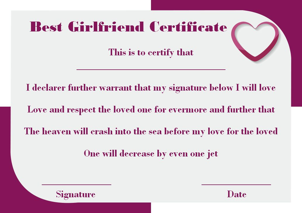 Surprise Your Girlfriend Using These 16+ Best Girlfriend in Love Certificate Templates
