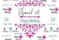 Sweet 16 Birthday Pink Blue Black Banner Custom Children in Sweet 16 Banner Template